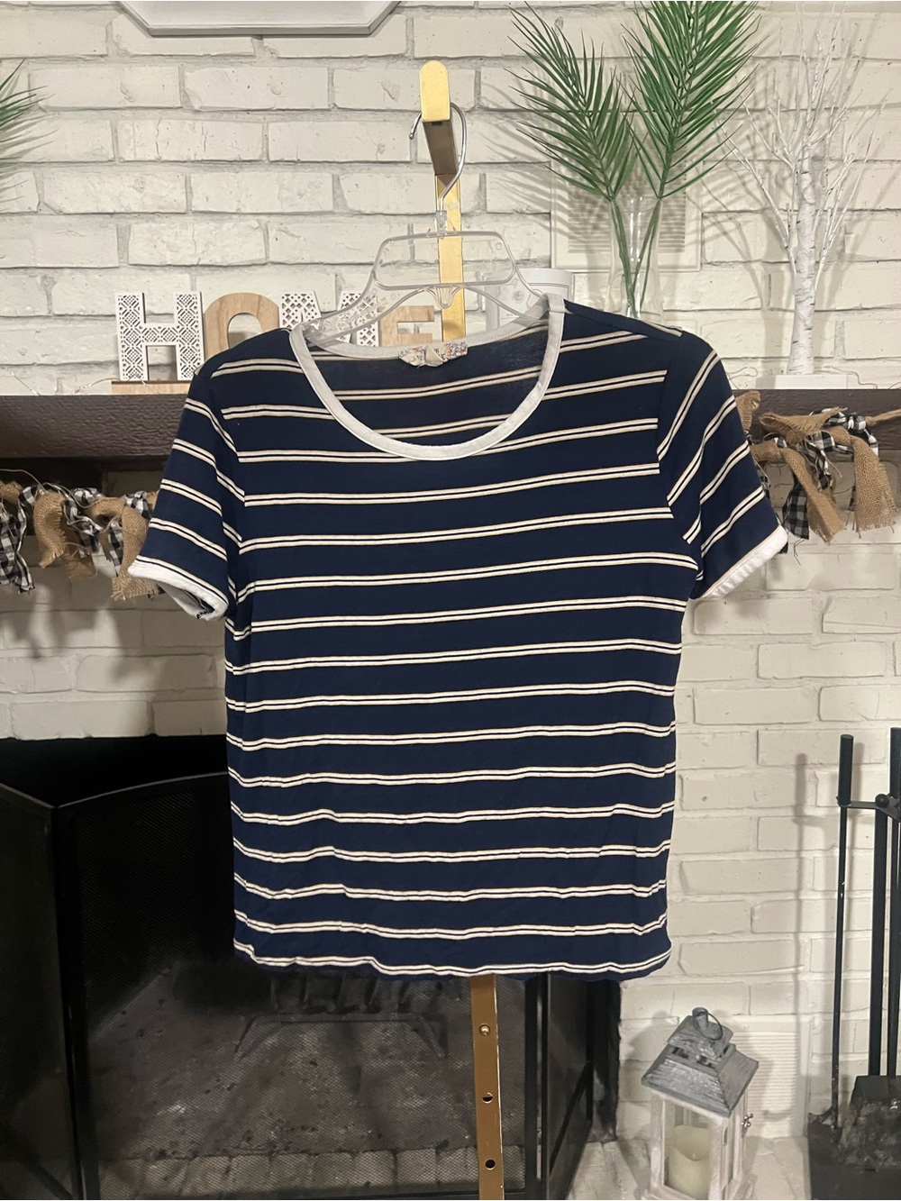 Pink Republic Navy & White Striped Short Sleeve Tee